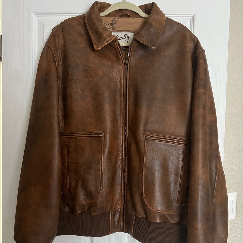 Scully Men's Rich Brown Leather Bomber Jacket